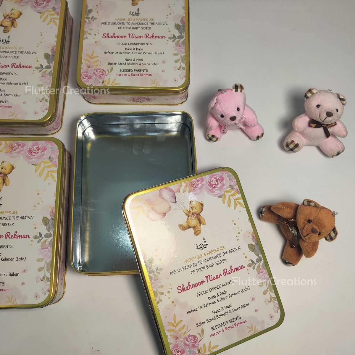 Baby Girl Announcement Box - Customized Tin Metal Box