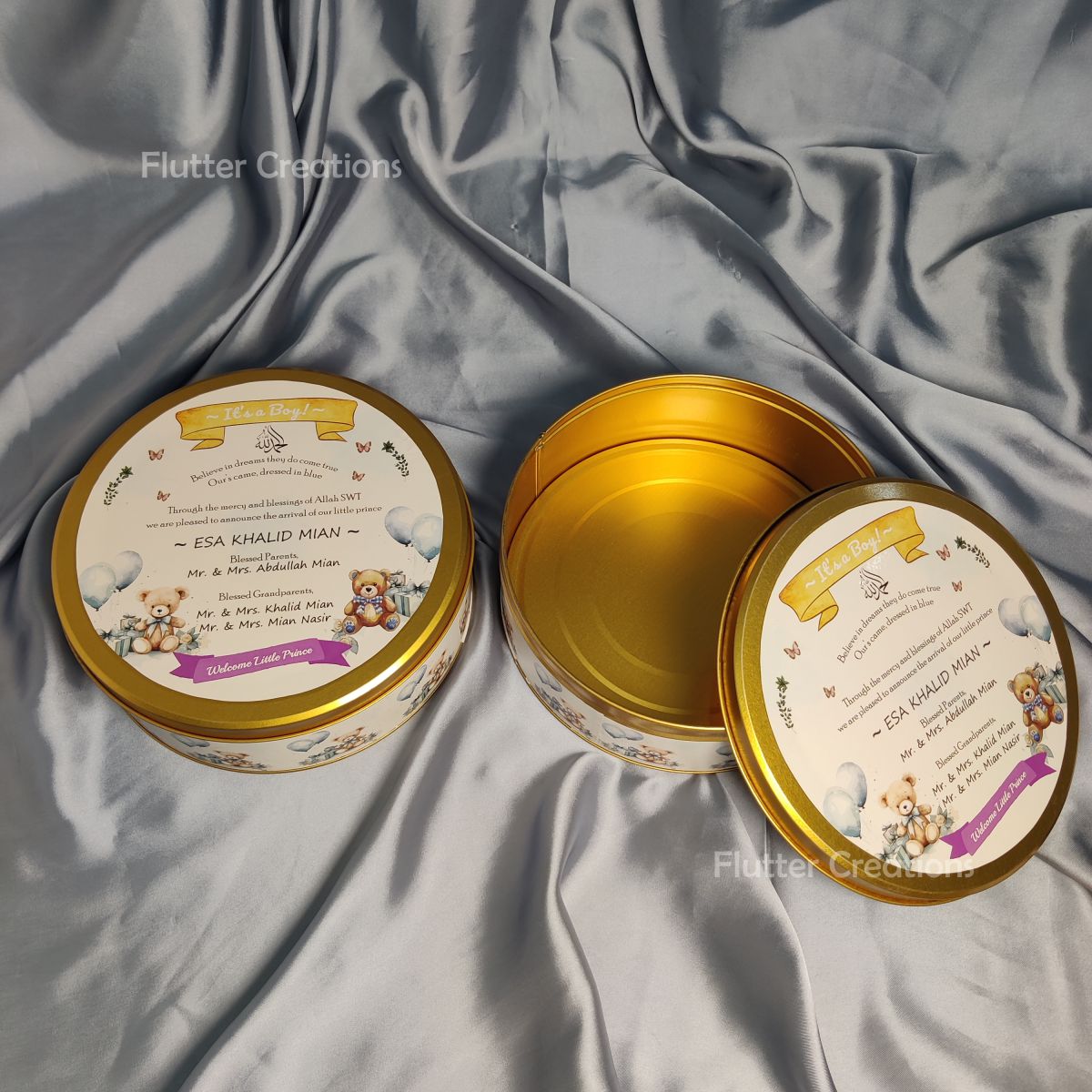 Tin Metal with Customized Print on Top and Bottom (1kg Round Shape)
