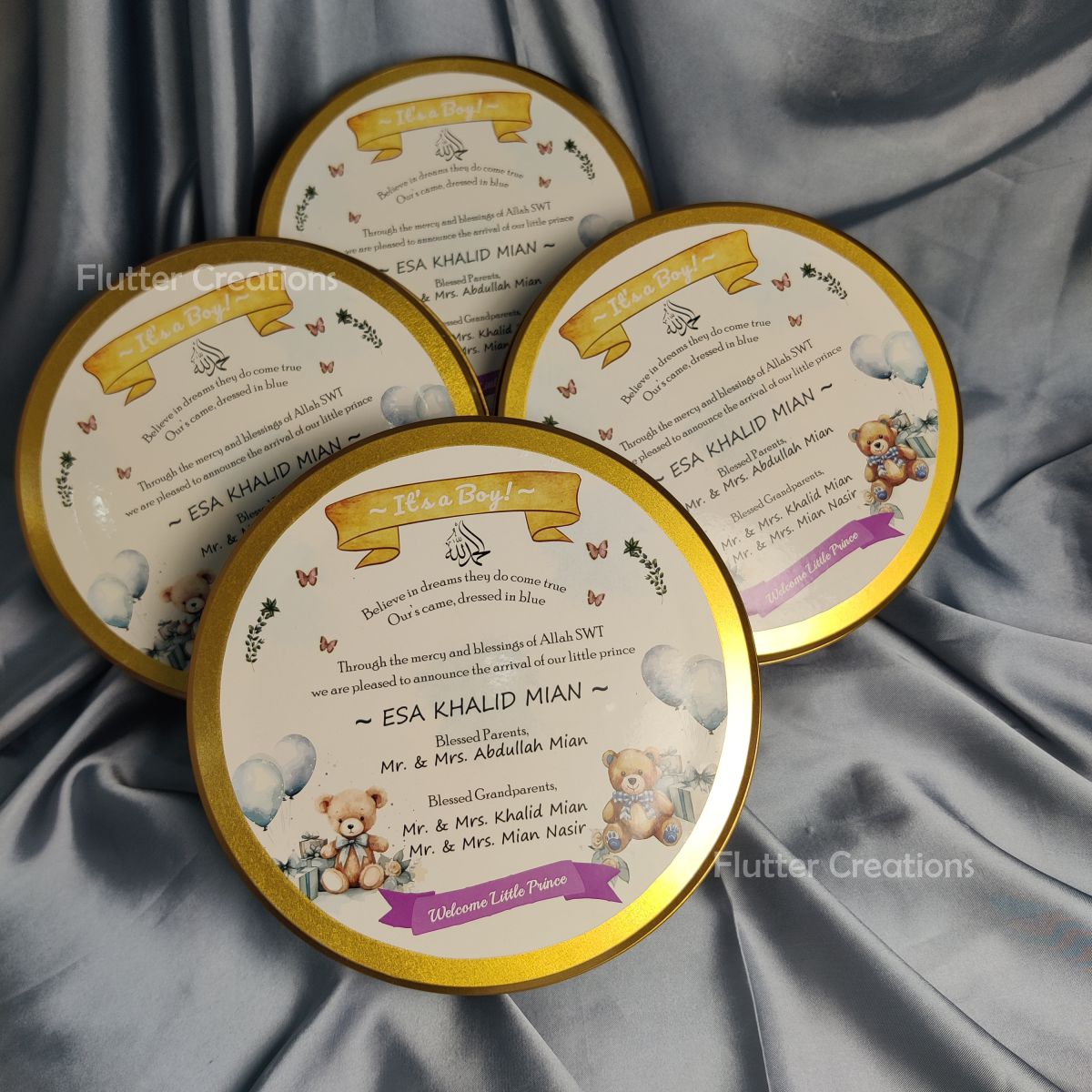 Tin Metal with Customized Print on Top and Bottom (1kg Round Shape)