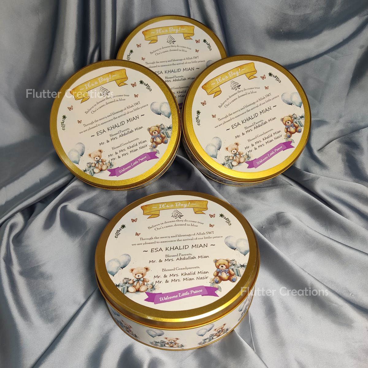 Tin Metal with Customized Print on Top and Bottom (1kg Round Shape)