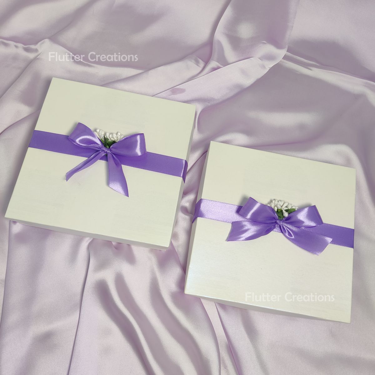 White Box with Ribbon and Stamen