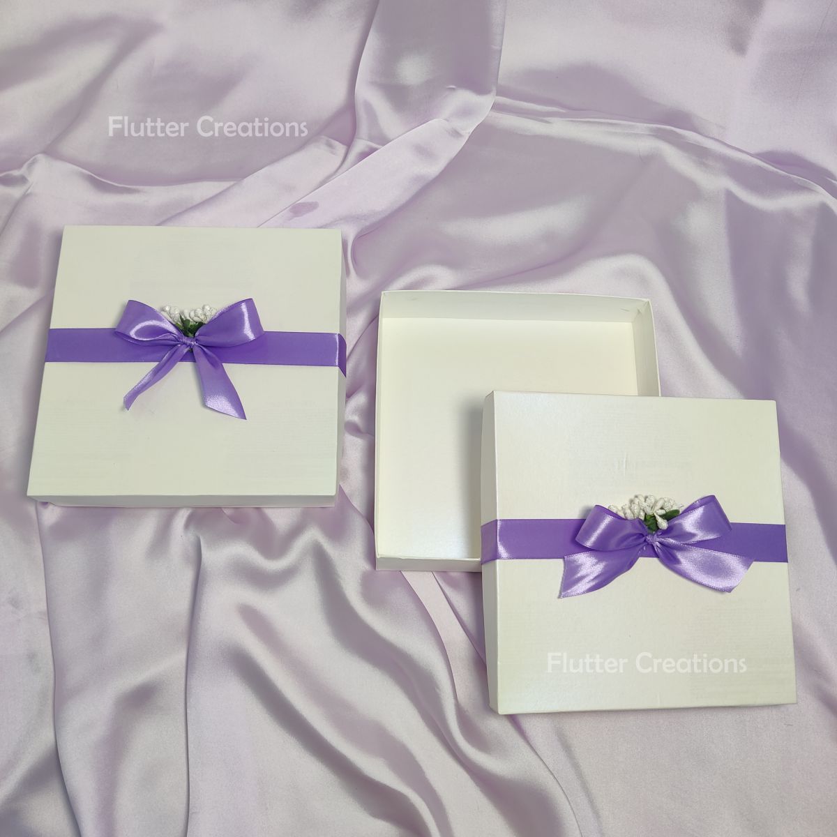 White Box with Ribbon and Stamen