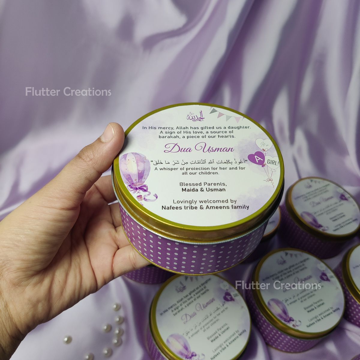 Baby Girl Announcement Box - Tin Metal Box