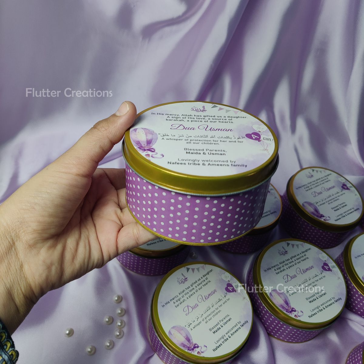 Baby Girl Announcement Box - Tin Metal Box