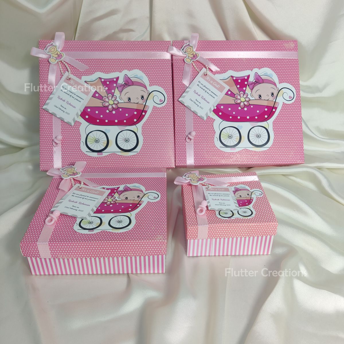 Baby Girl Announcement Box - Baby Cart Design