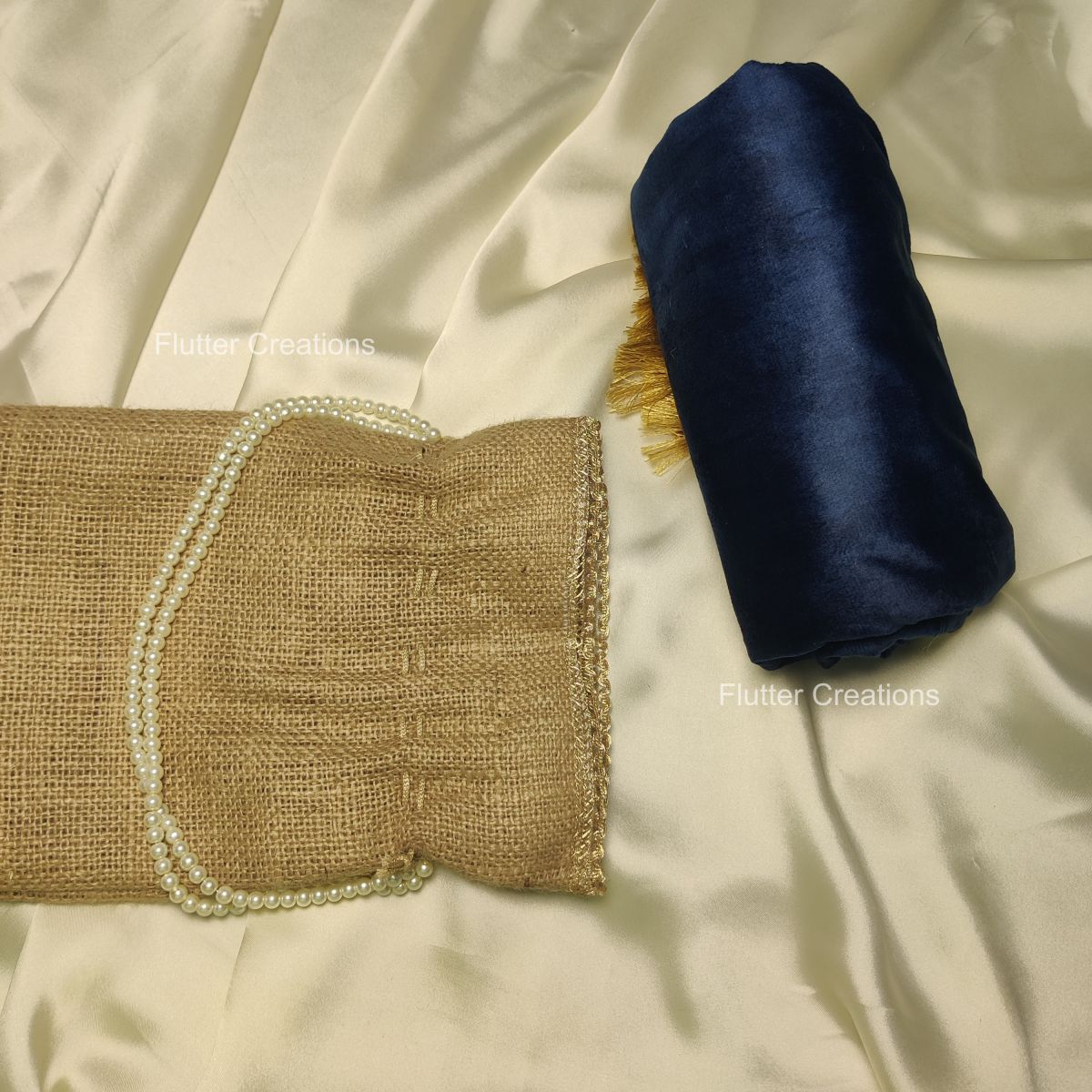 Jute Bag with Pearl Handles