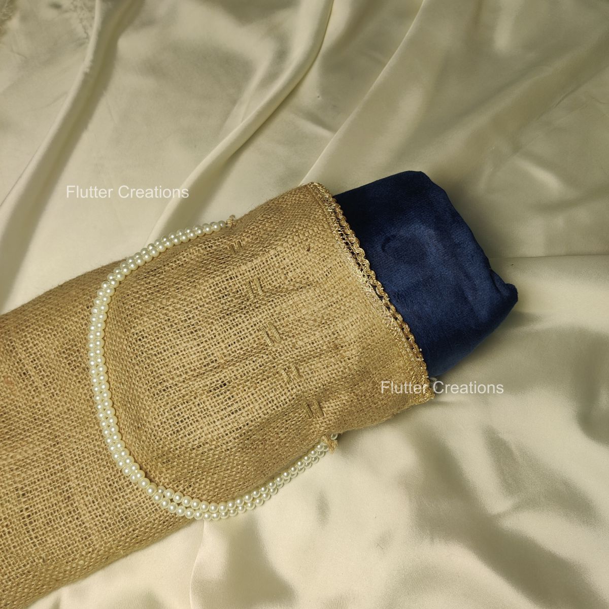 Jute Bag with Pearl Handles
