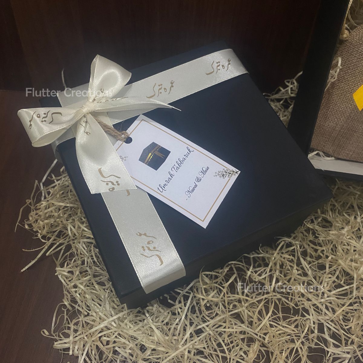 Black Umrah Box with Ribbon & Tag
