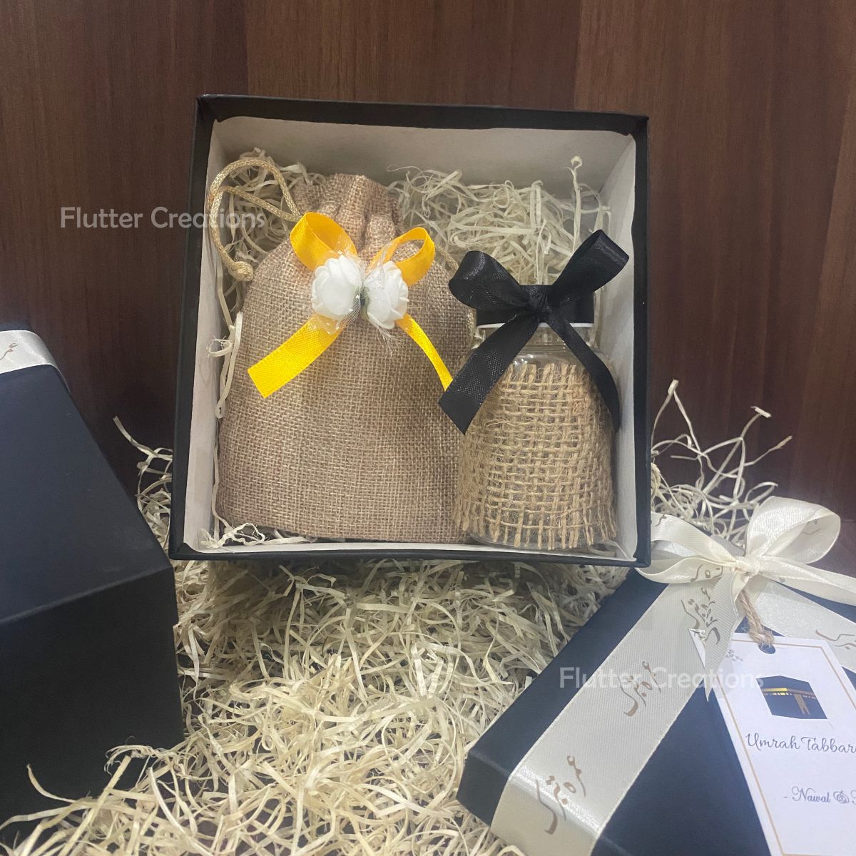 Black Umrah Box with Ribbon & Tag