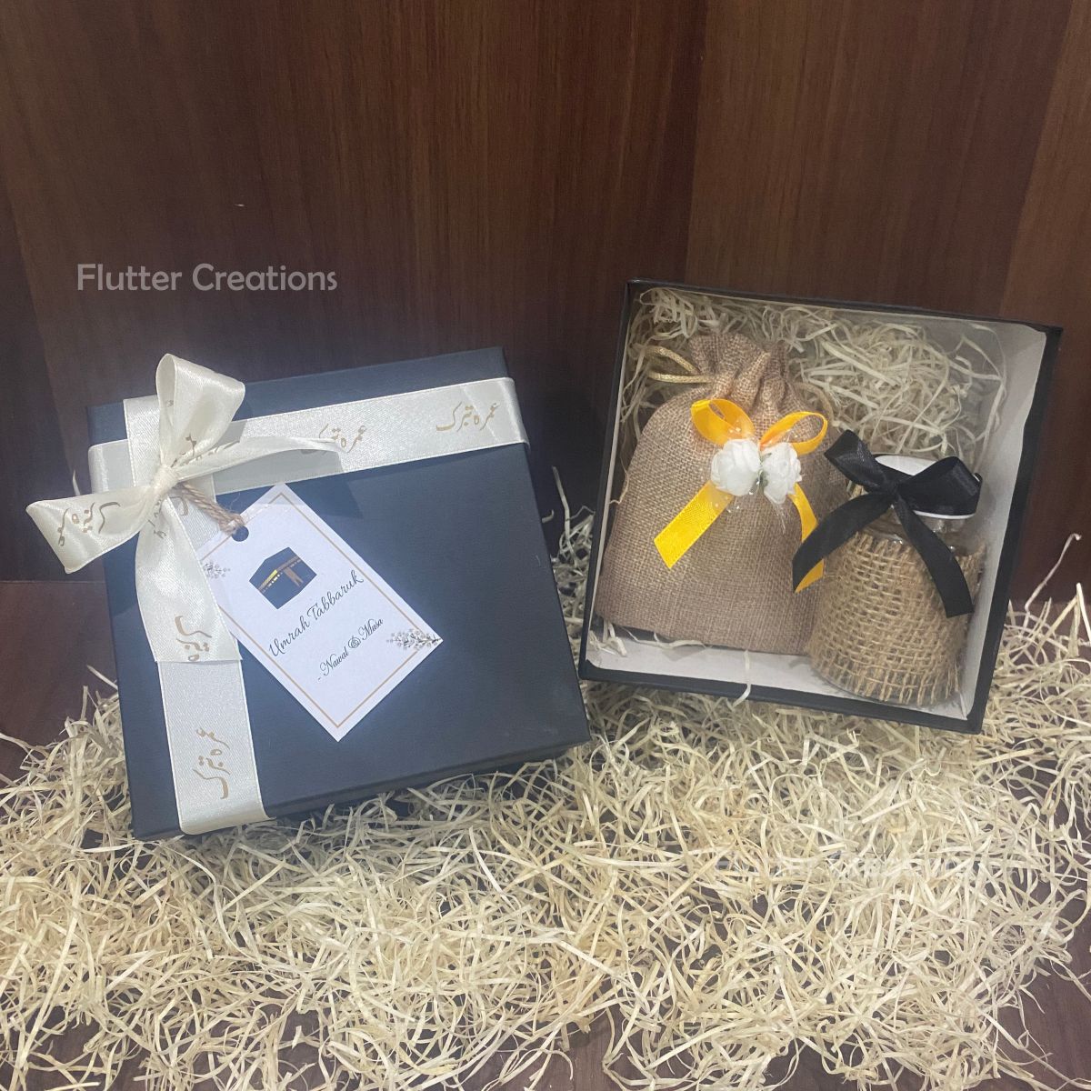 Black Umrah Box with Ribbon & Tag