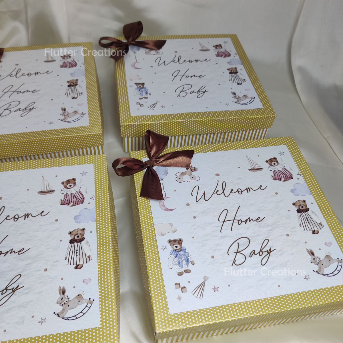 Birth Announcement Box (Brown Polka Dots)