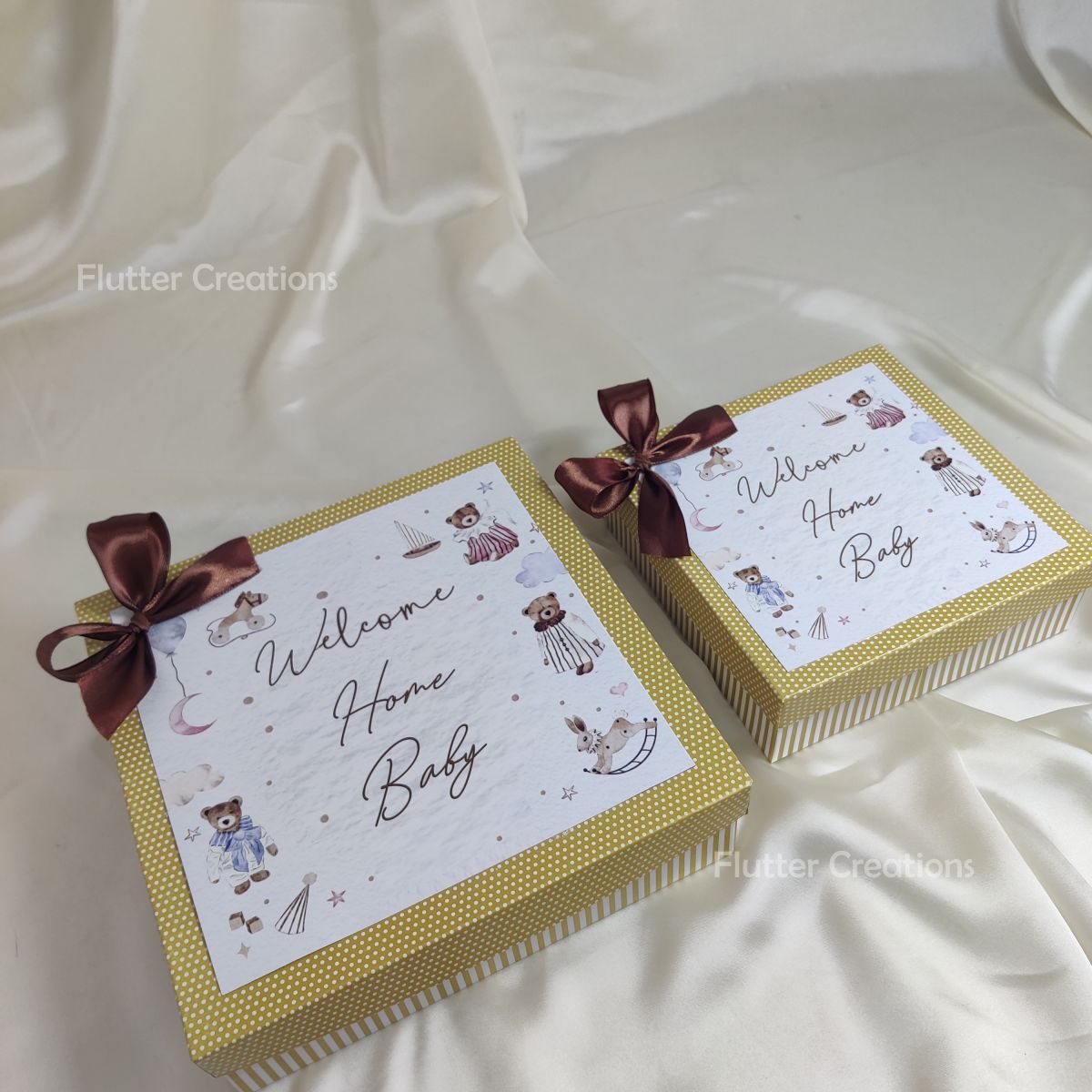 Birth Announcement Box (Brown Polka Dots)