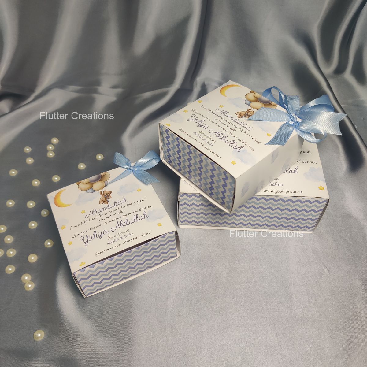 Baby Announcement Drawer Style Box with Printed Bottom