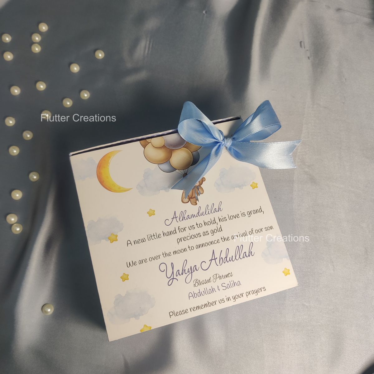 Baby Announcement Drawer Style Box with Printed Bottom