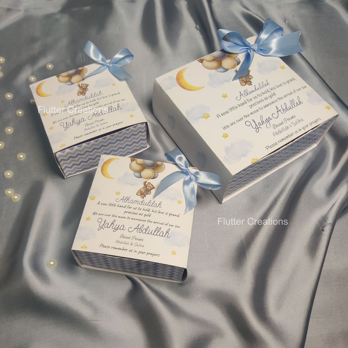 Baby Announcement Drawer Style Box with Printed Bottom