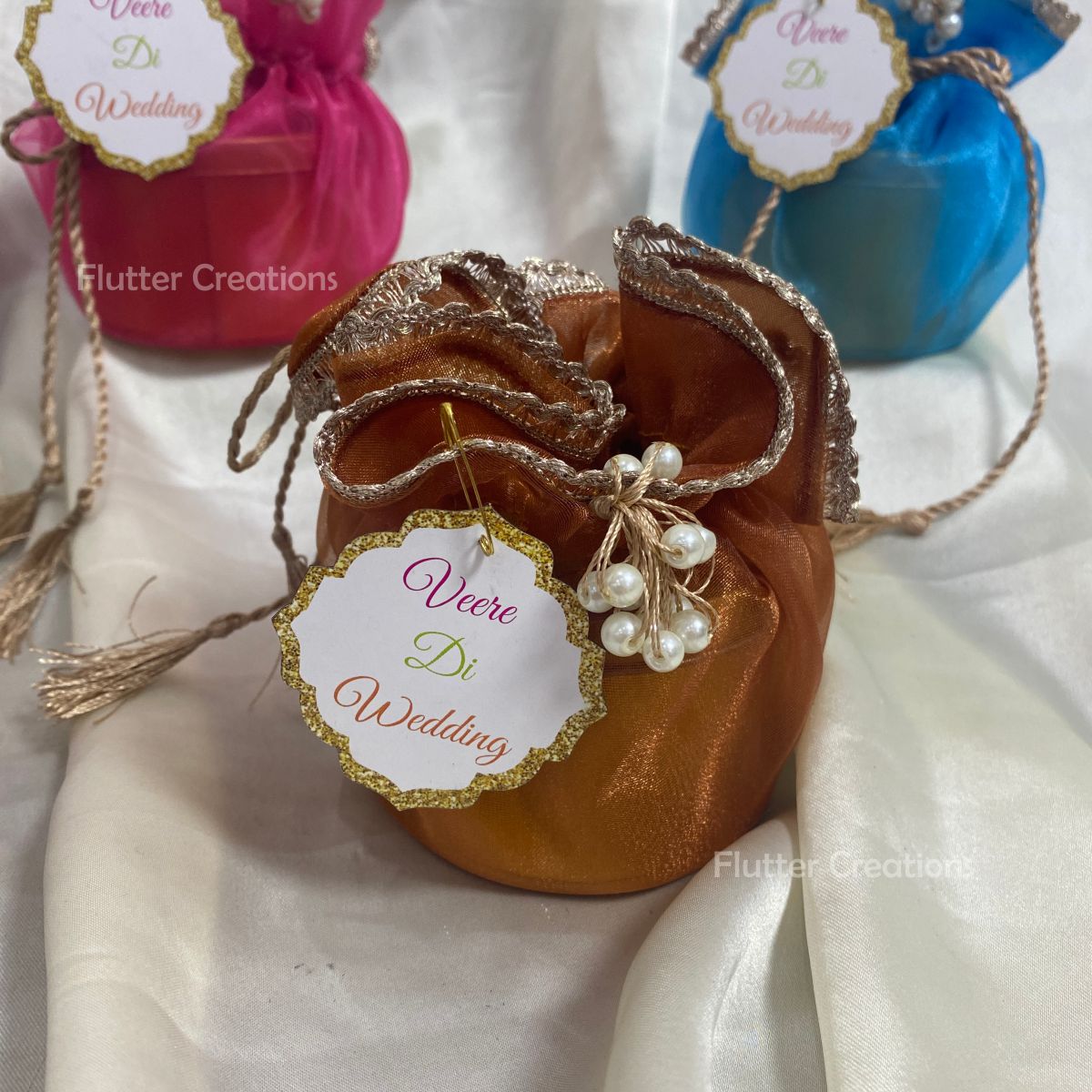 Double Lining Organza Pouch with Tag (Sharp Colors)