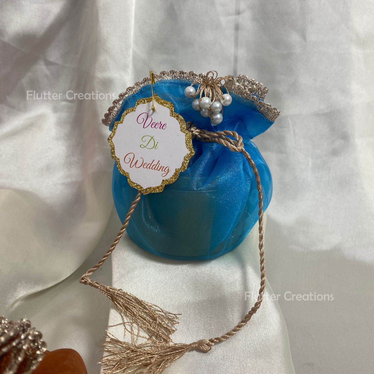 Double Lining Organza Pouch with Tag (Sharp Colors)