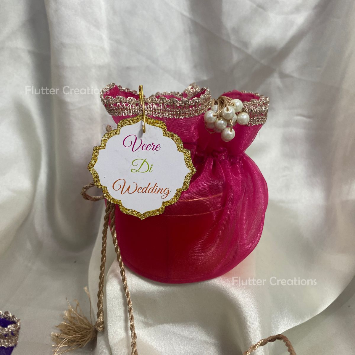 Double Lining Organza Pouch with Tag (Sharp Colors)