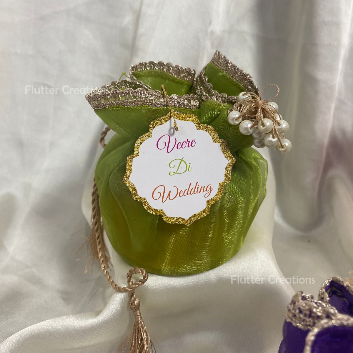 Double Lining Organza Pouch with Tag (Sharp Colors)