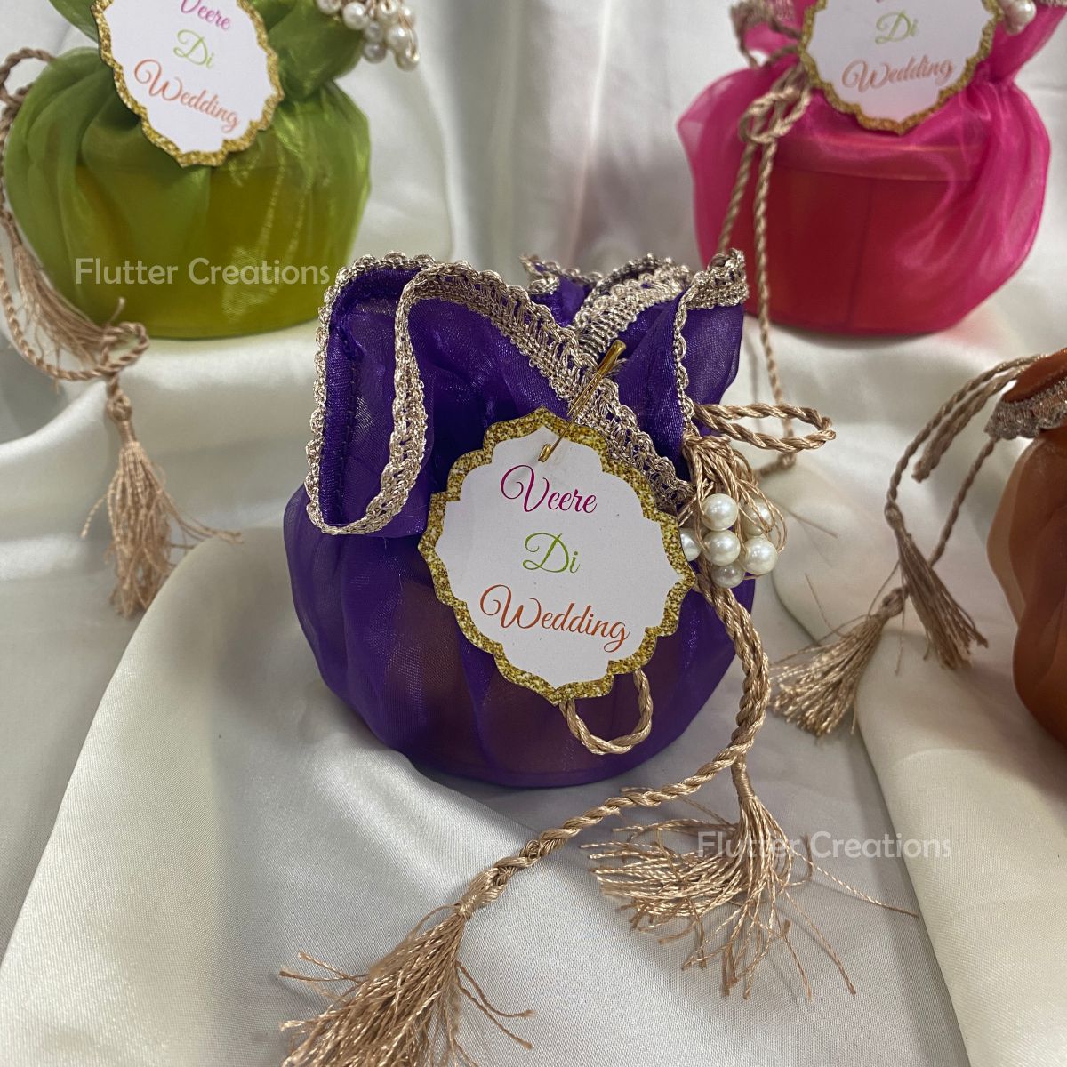 Double Lining Organza Pouch with Tag (Sharp Colors)