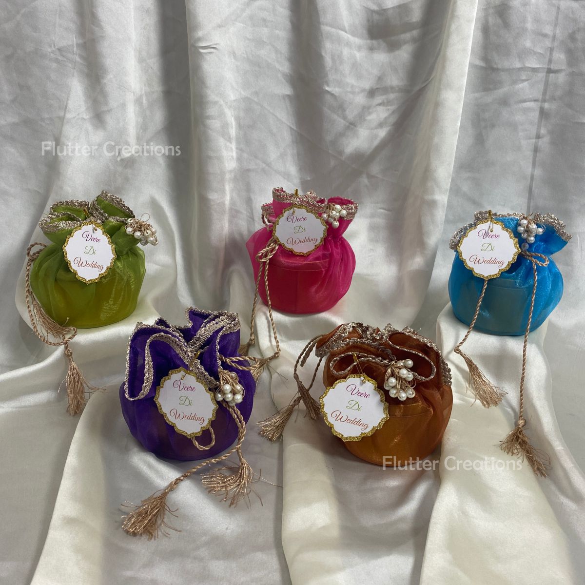 Double Lining Organza Pouch with Tag (Sharp Colors)