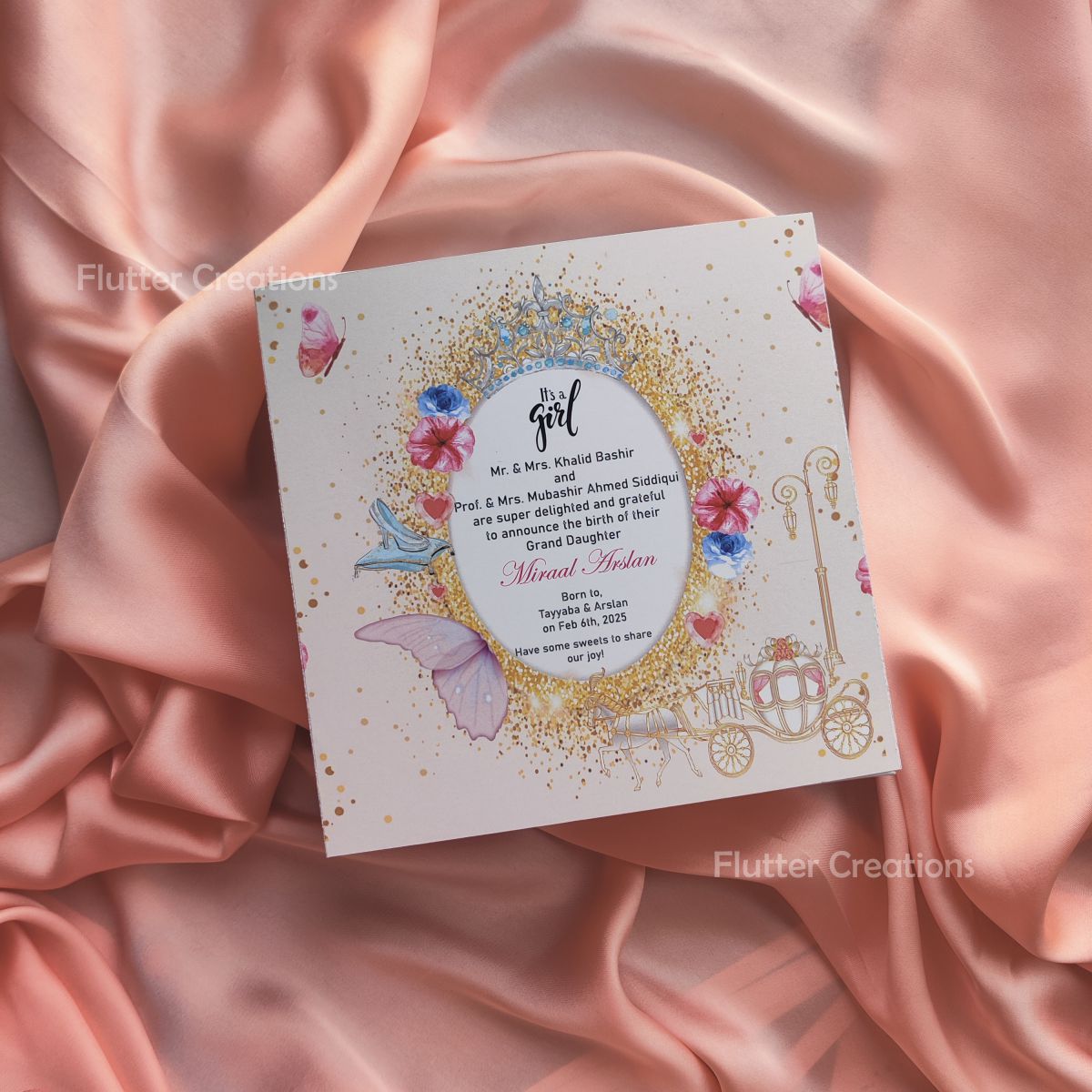 Drawer Box (Printed) with a Bow - Baby Girl Announcement Box