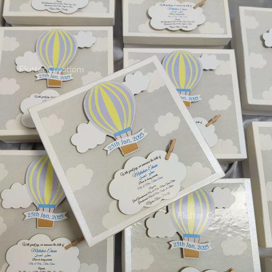 HAB Baby Boy Announcement Box with Wooden Clip (White)