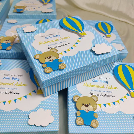 Baby Boy Announcement Box - HAB with Teddy