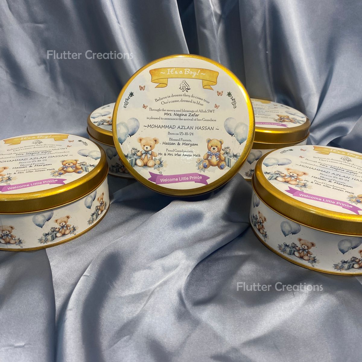 Tin Metal with Customized Print on Top and Bottom (Half kg Round)