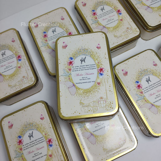 Baby Girl Announcement Box - Customized Tin Metal Box (Half kg)