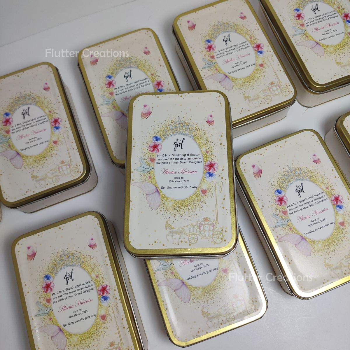 Baby Girl Announcement Box - Customized Tin Metal Box (Half kg)