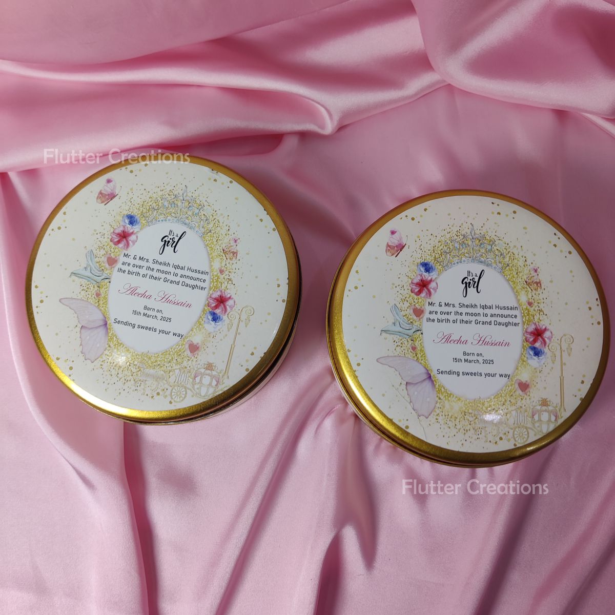 Tin Metal with Customized Print on Top and Bottom (Half kg Round)