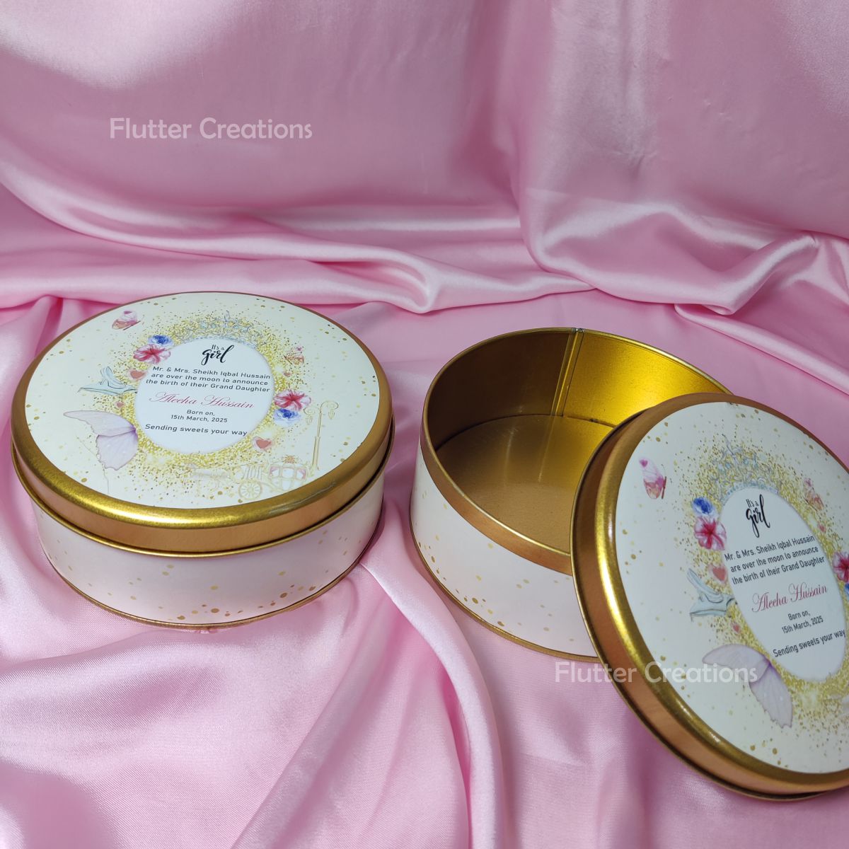 Tin Metal with Customized Print on Top and Bottom (Half kg Round)