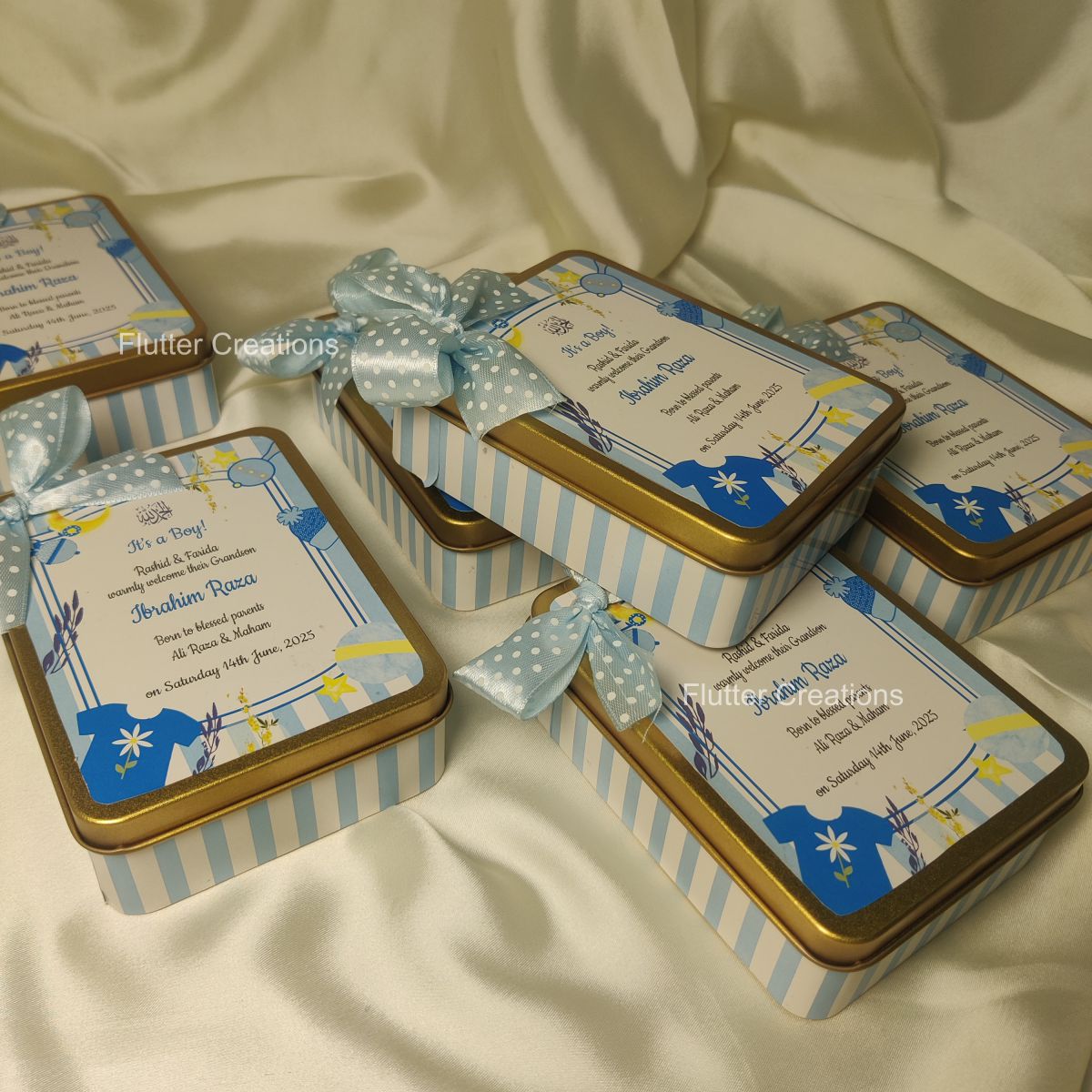 Baby cart Tin Box (Imported) - Boy Announcement Box