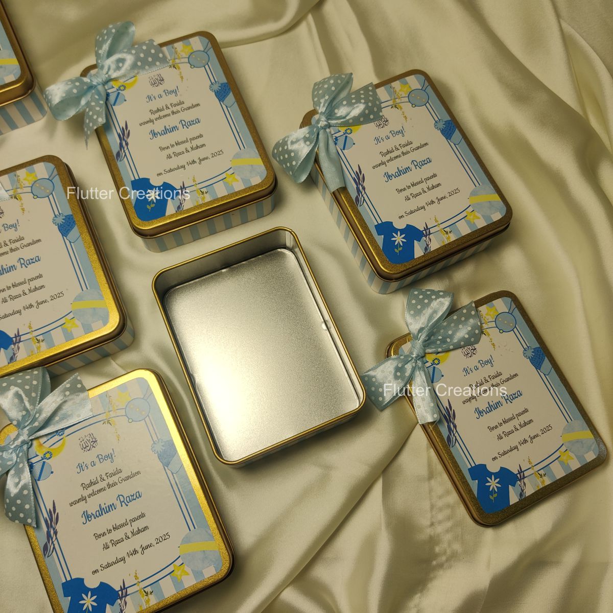 Baby cart Tin Box (Imported) - Boy Announcement Box