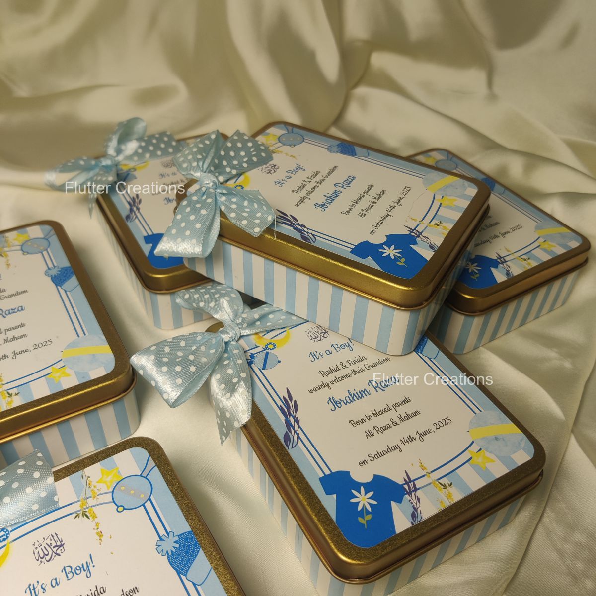 Baby cart Tin Box (Imported) - Boy Announcement Box