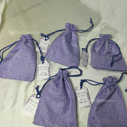 Lilac Jute Pouch with Tag
