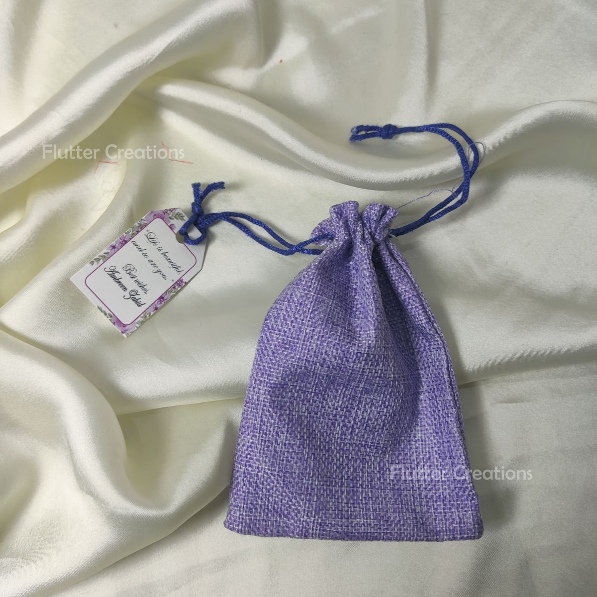 Lilac Jute Pouch with Tag