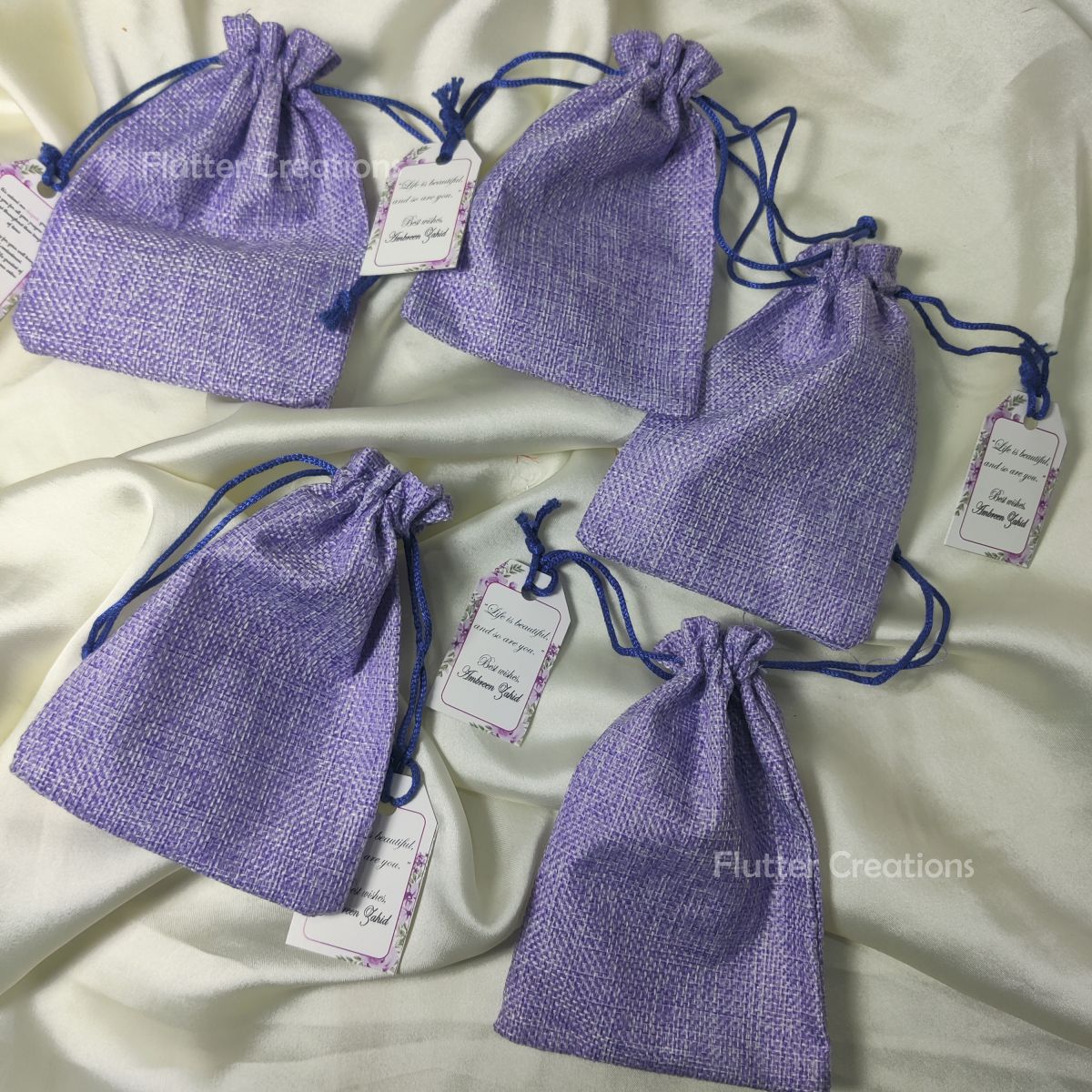 Lilac Jute Pouch with Tag