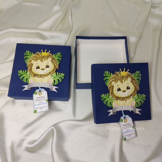 Lion Themed Baby Boy Announcement Box
