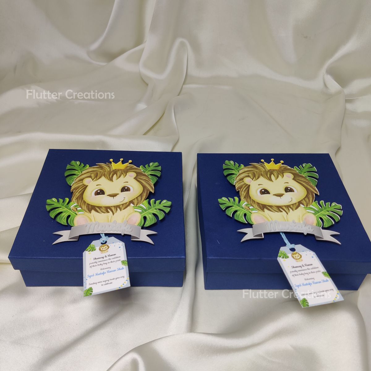 Lion Themed Baby Boy Announcement Box