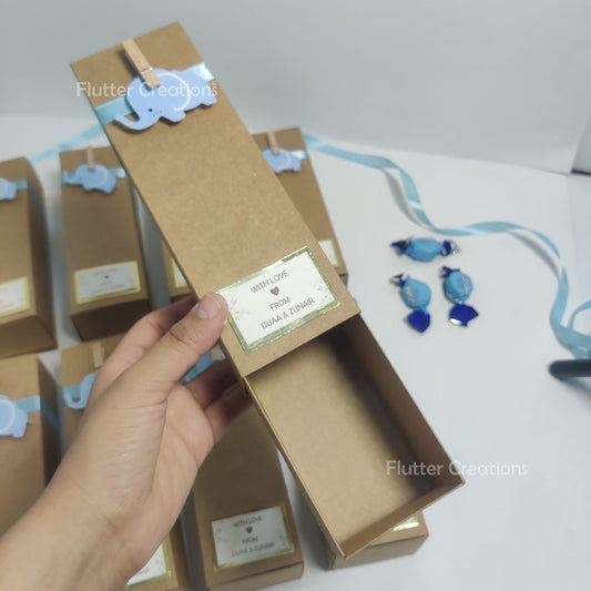 Baby Boy Announcement Box with elephant on top - Long Form