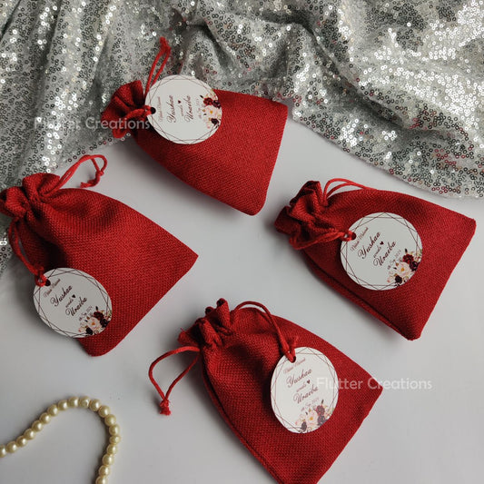 Maroon Jute Pouch/Potli