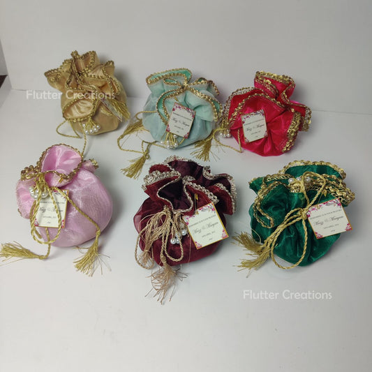 Double Lining Organza Pouch with Square Tag (Sharp Colors)