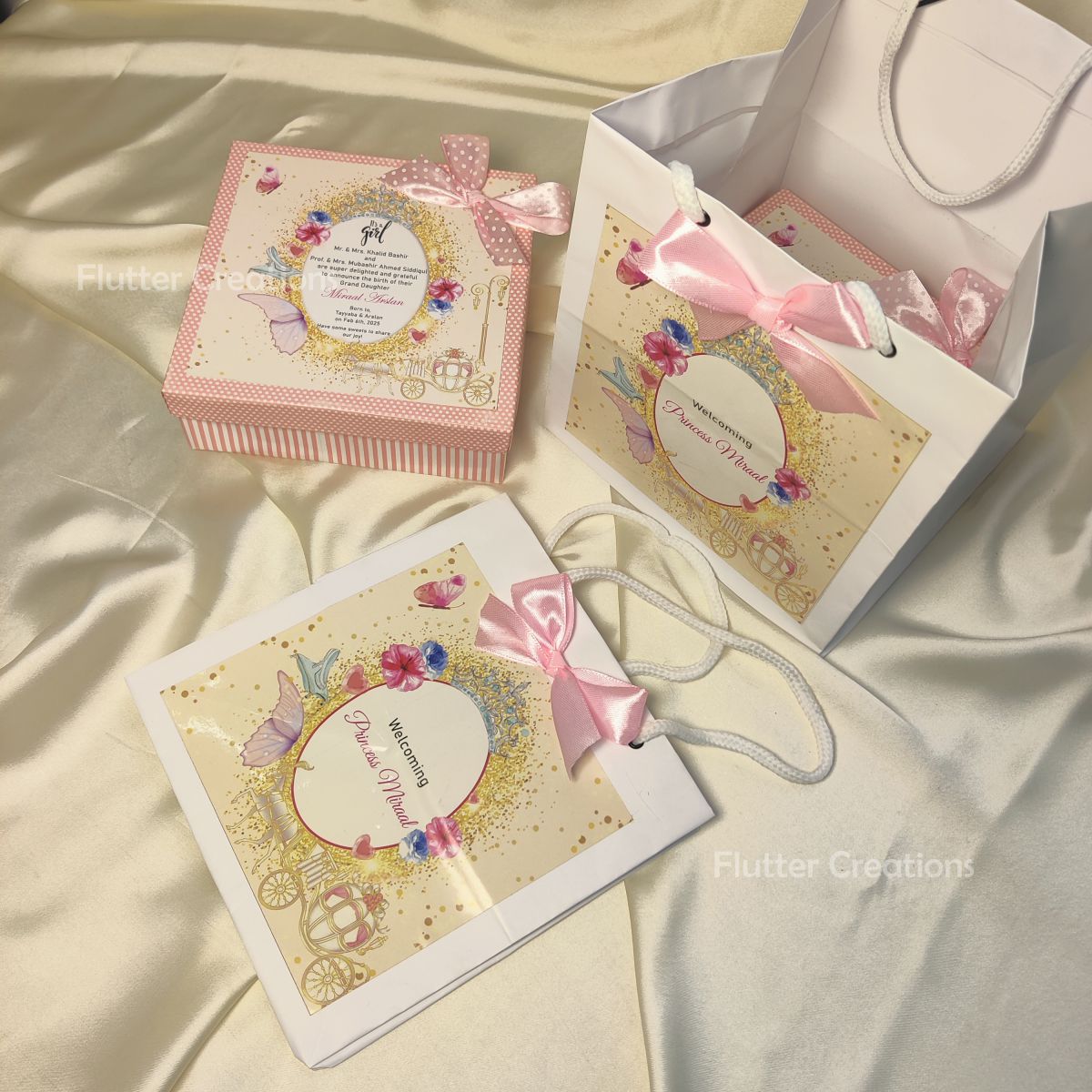 Cinderella - Baby Girl Announcement Hardboard Box