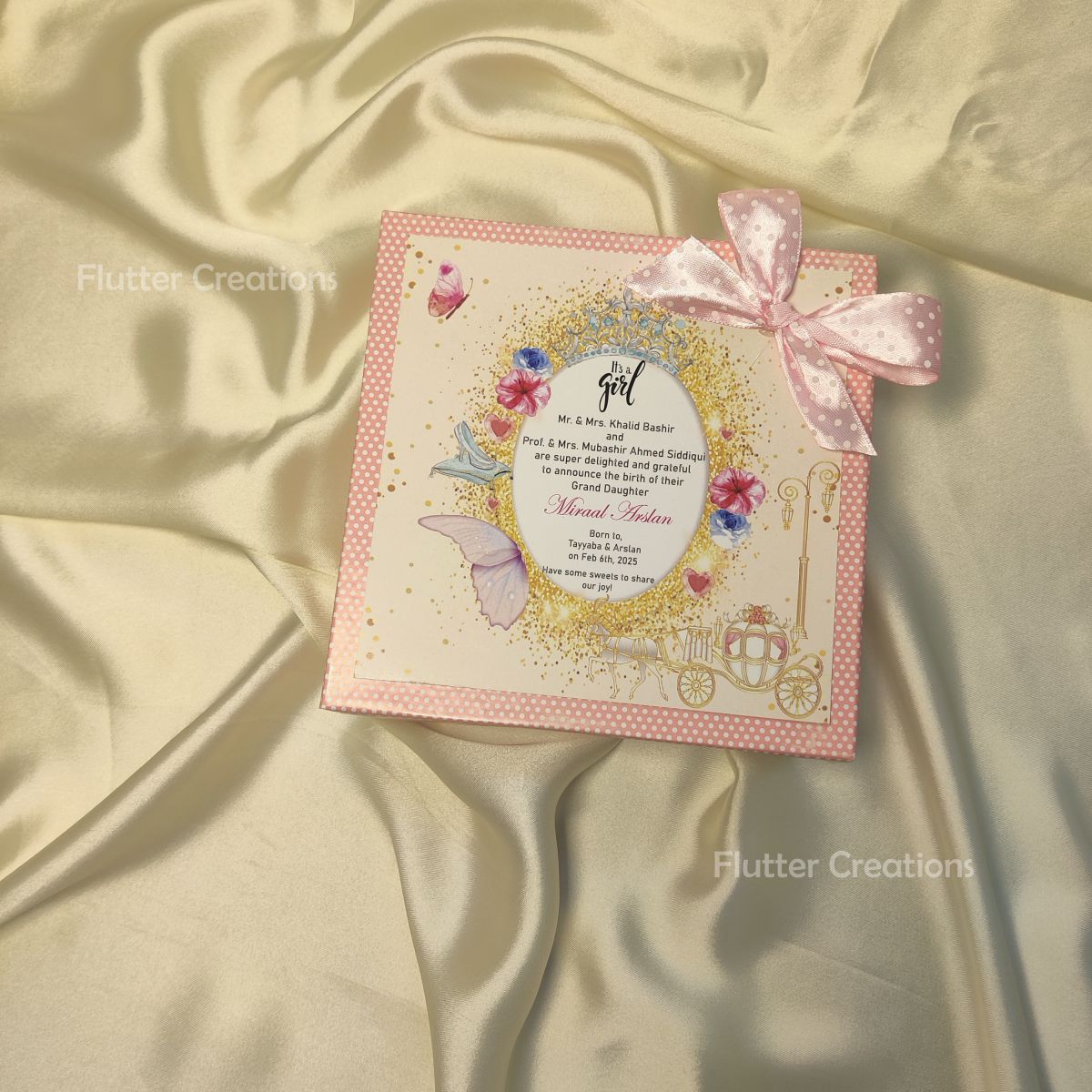 Cinderella - Baby Girl Announcement Hardboard Box