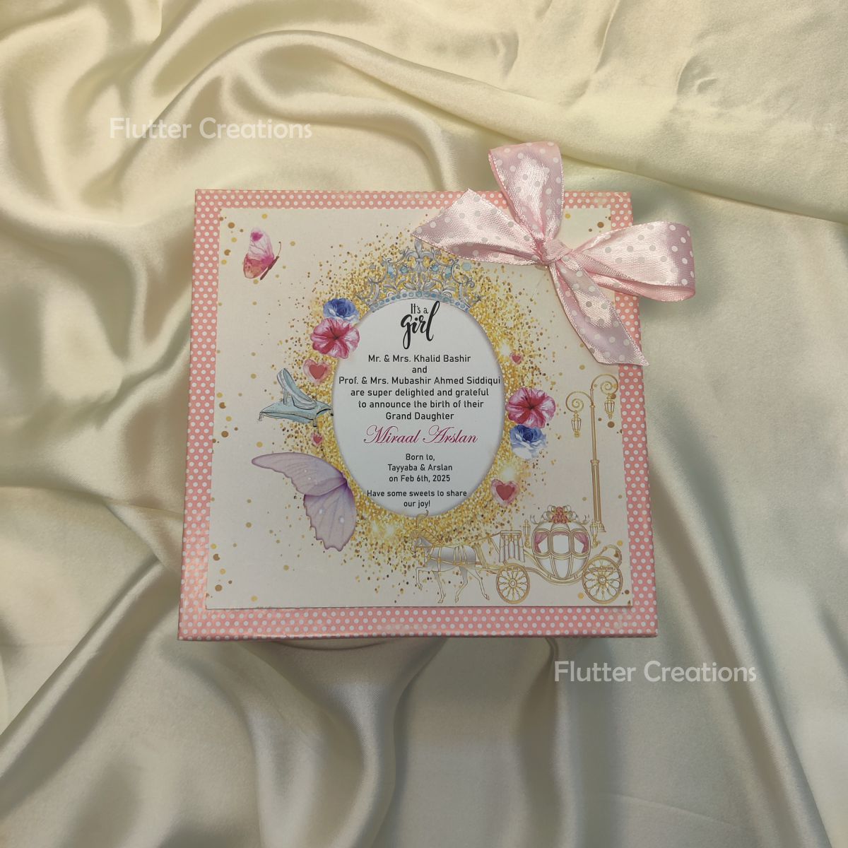 Cinderella - Baby Girl Announcement Hardboard Box