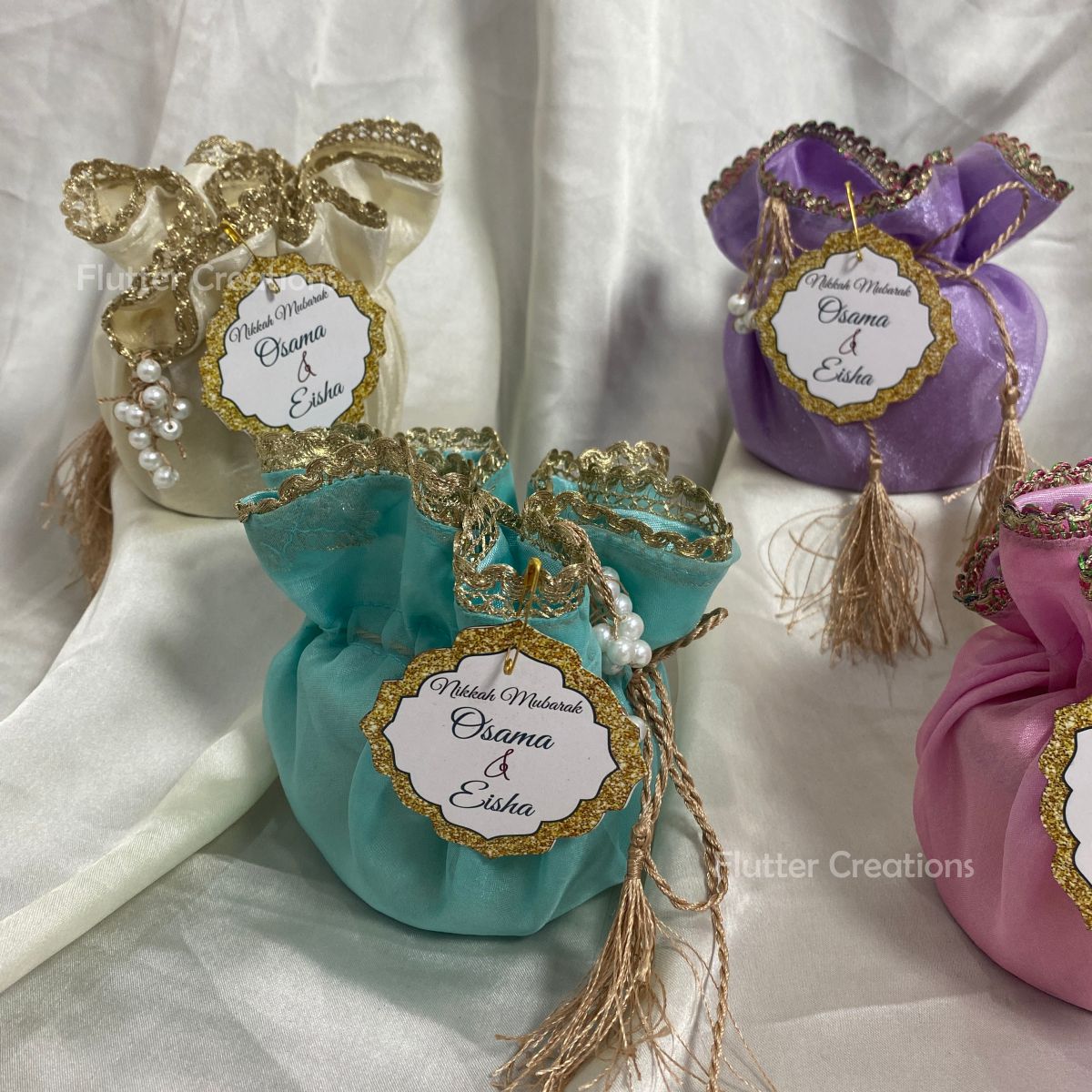 Silk Lining Organza Pouch with Tag (Pastel Colors)