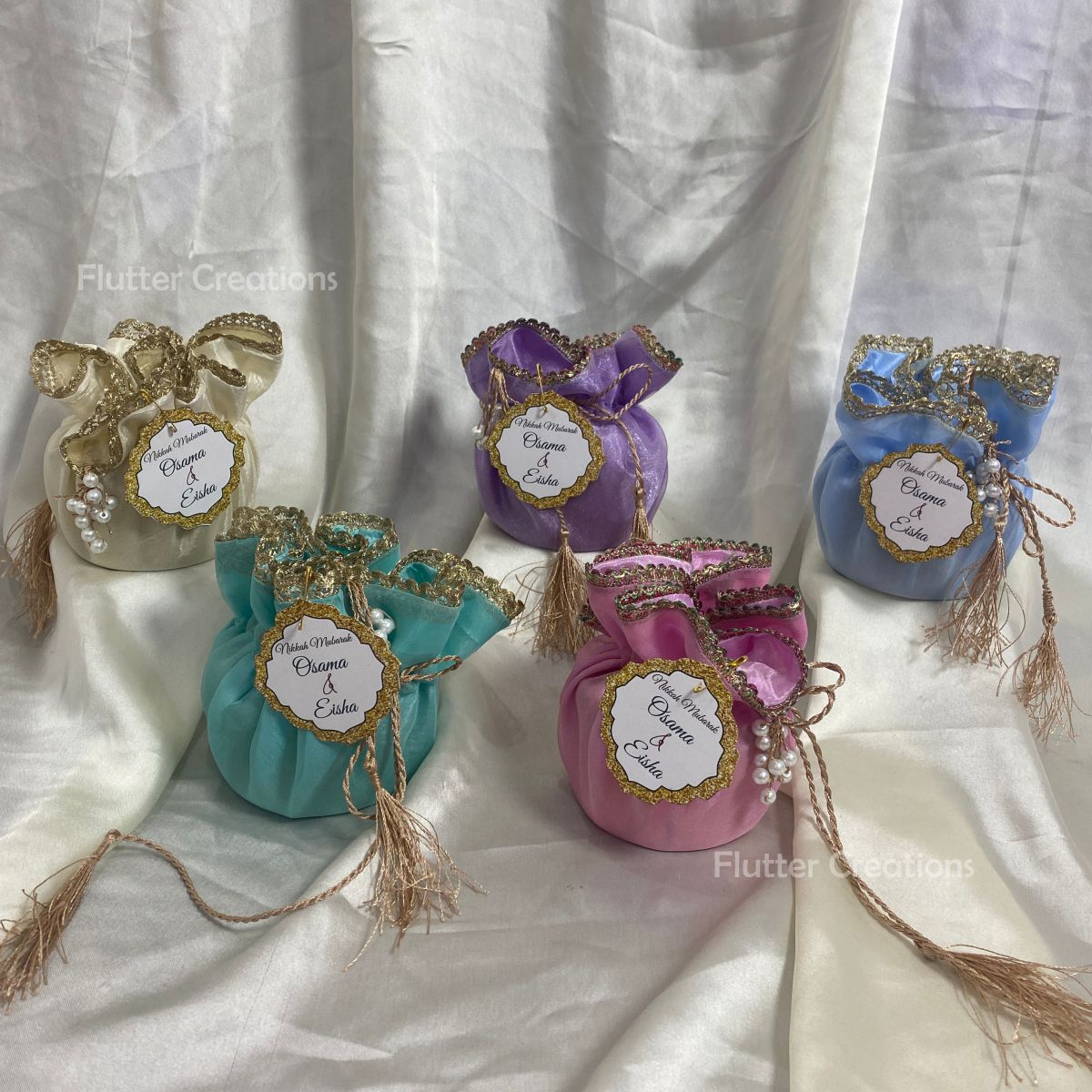 Silk Lining Organza Pouch with Tag (Pastel Colors)