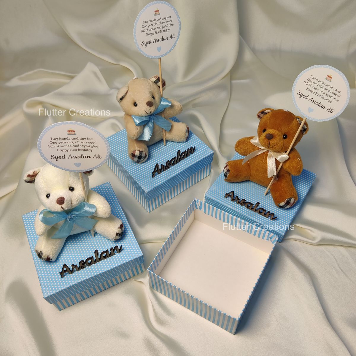 Baby Boy Announcement Box - Teddy Bear with Wooden Letters